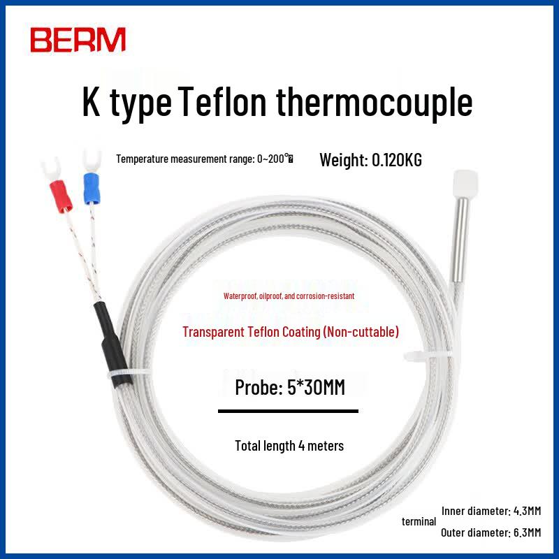 Датчик температуры BERM K-типа с зондом из ПТФЭ