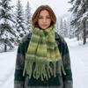 Mohair Winter Cashmere Scarves Rainbow Long Shawl Elegant Stripe Wool Scarf  Student