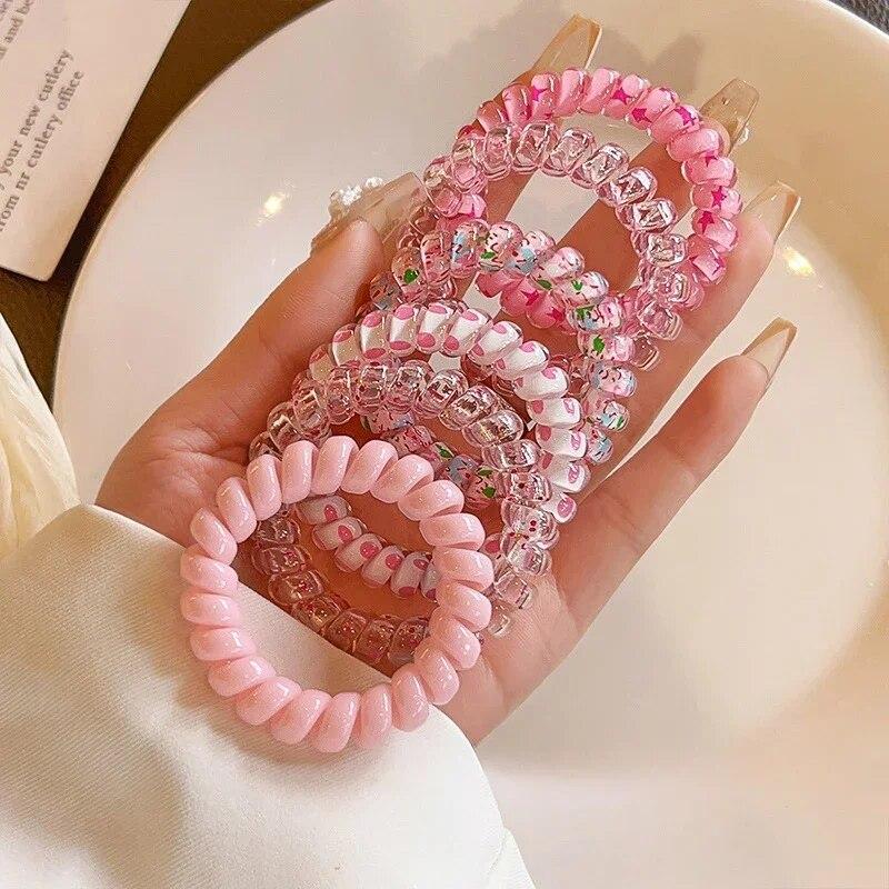 6pcs/bag Candy Color High Elastic Hair Bands Girls Hair Ties Frosted Spiral Cord Rubber Bands Rope Stretch Headwear Accessories