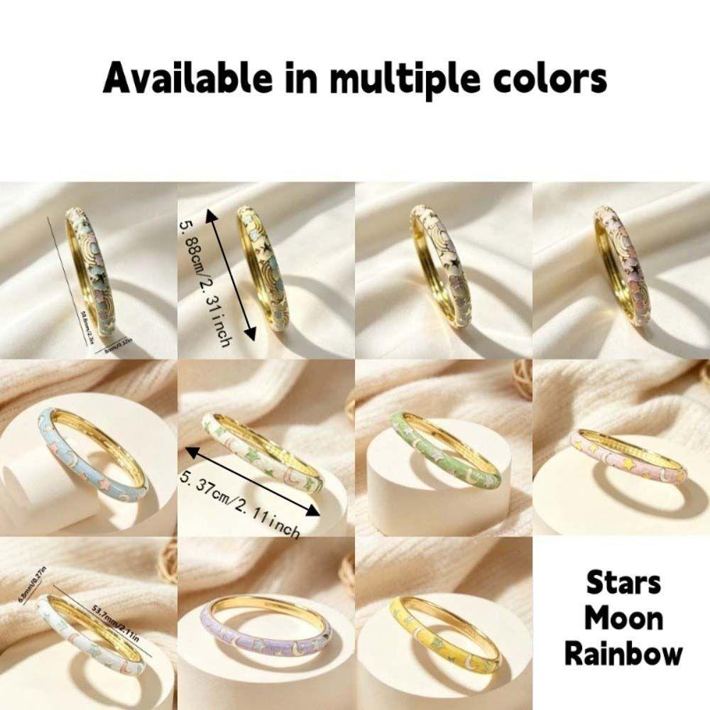 Stars Moon Rainbow Stars Moon Bangle Enamel Women's Hand Bracelet Vintage Cloisonne Bangle Ladies