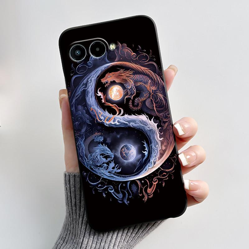 Case For TCL T-Mobile T Phone 3/ Revvl 8 Bumper Black Shockproof Soft Casing Fashion New Design Mighty Dragon Pattern Cover