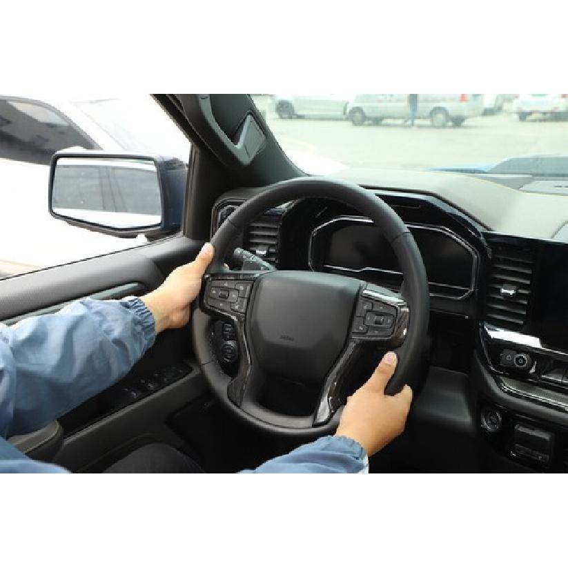 For Suburban Silverado 1500 19-23 Steering wheel Controls Cover Trim Black Wood