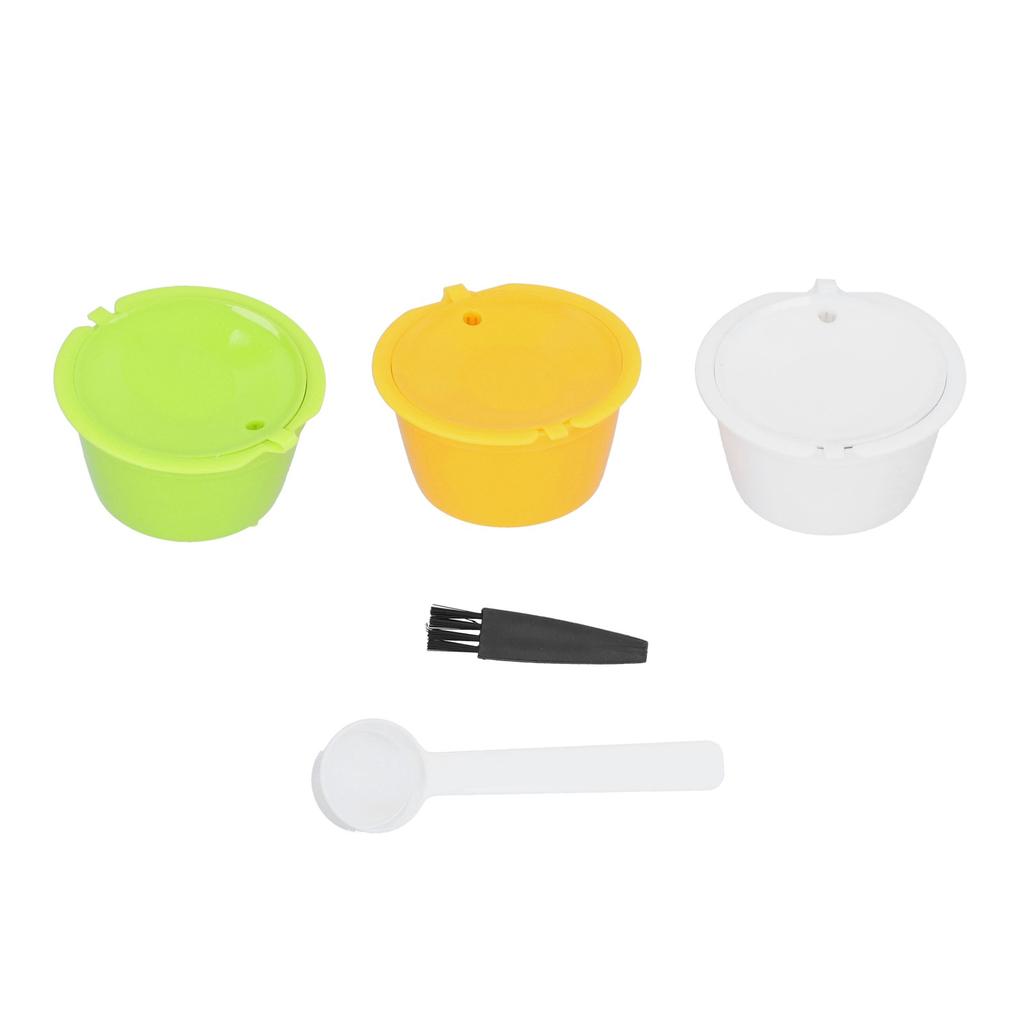 3 шт. Многоразовые кофейные фильтры кофейная капсула чашка с кисточкой ложкой аксессуары для кафе желтый зеленый белый