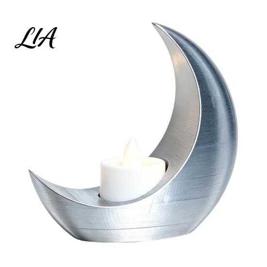 Exquisite Holiday Gift Crescent Moon LED Candle, Decorative Electronic Candle for Eid Al-Fitr Home Islamic Festival Ornament Table Decor, Battery