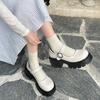 Fashion Film White Round Head Heightened Platform Small Leather Shoes Women's 2025 New Spring and Autumn Shallow Mouth Mary Jane Single Shoes