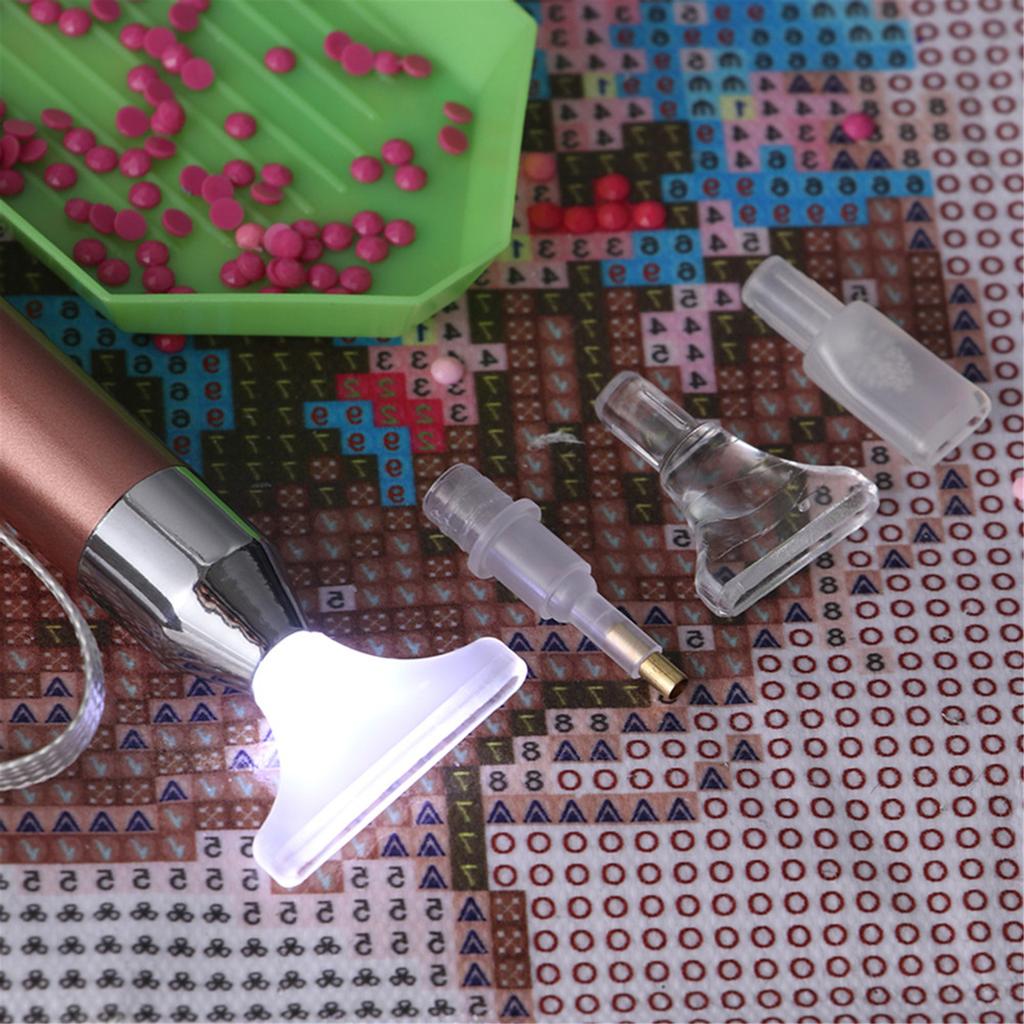 Новая USB перезаряжаемая осветительная дрель с 4 головками, 5D алмазная живопись, аксессуары для вышивки, инструменты «сделай сам»