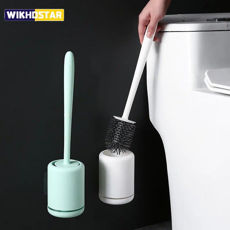 WIKHOSTAR Щетка для унитаза, силиконовая быстросохнущая щетка для чистки унитаза, щетка для настенного крепления с держателем, аксессуары для ванной комнаты