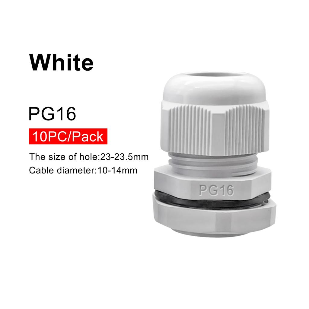 10 шт. IP68 PG7-PG16 Сальники для кабеля Белый/Черный Нейлон Пластик Разветвительные Коробки Коннекторы Кабельные Вводы Уплотнения и Контргайки