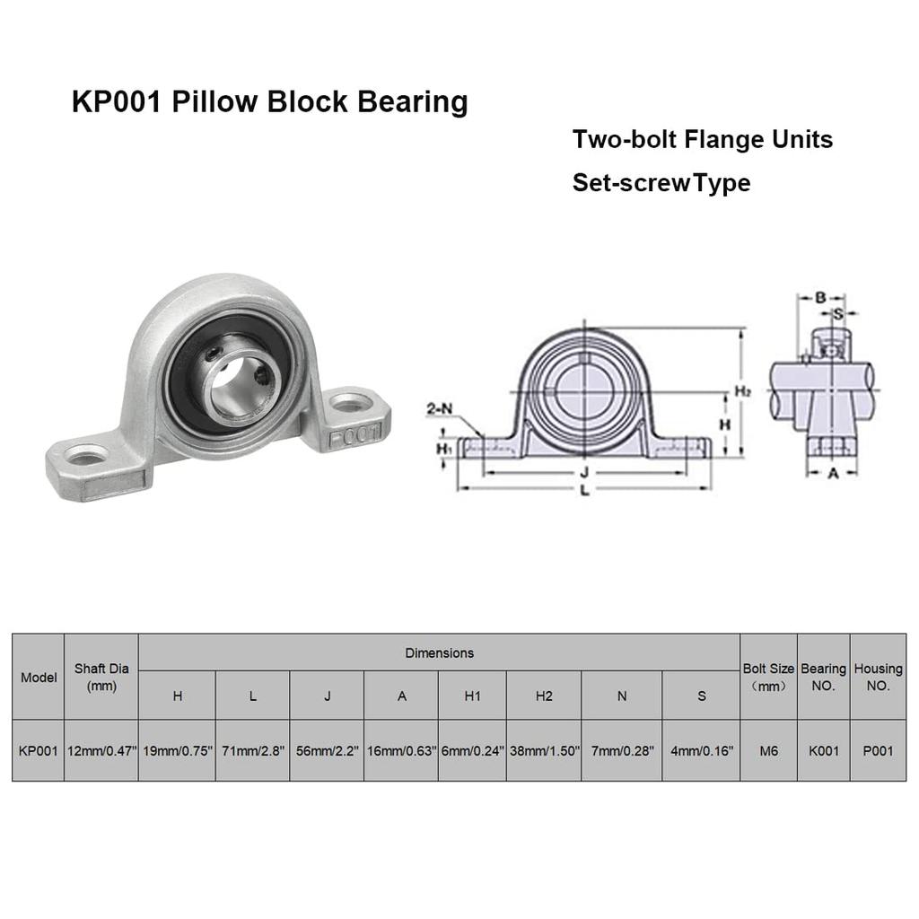 4/10Pcs Block Bearing KP08 KP000 KP001 KP002 KP003 KP004 Pillow Block Bearing Bore Ball Bearing Pillow Block Mounted Support