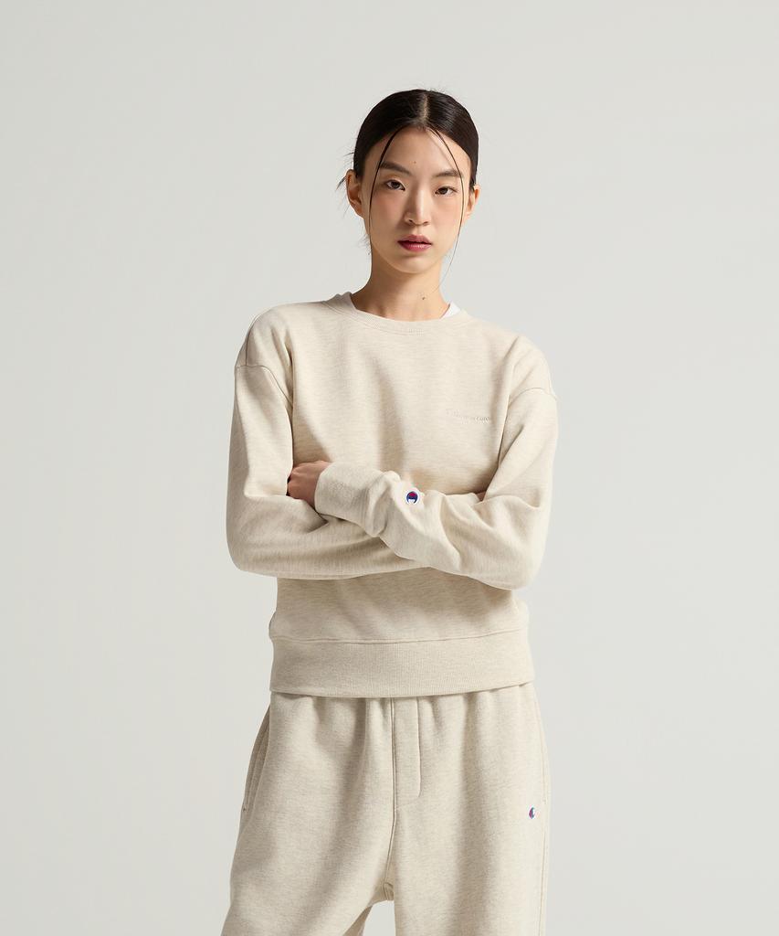 CHAMPION Women'S Small Logo Regular Fit Sweatshirt Oatmeal
