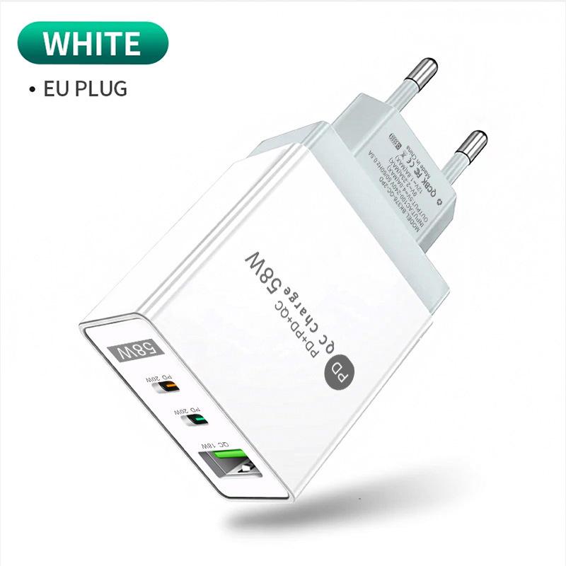 PD33W GaN QC3.0 Multi-Port Fast Charger, European Standard, 9V/12V Compatibility.