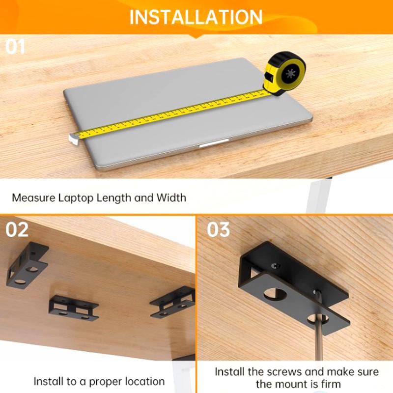 Under Desk Laptop Holder Mount With Screw,Under Desk Laptop Mount Bracket,Add On Under Table Laptop/Keyboard Storage