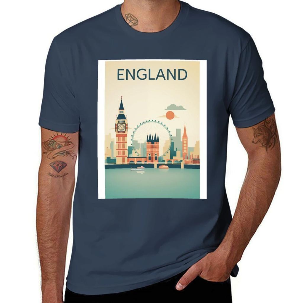 England Traditional Travel Poster Tshirt Summer Fashion Casual Tee Shirt