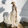Утягивающее французское платье, женское праздничное длинное платье с вышивкой, праздничное платье в сказочном стиле, повседневное пляжное платье