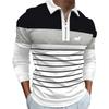 Men Fashion Spring Autumn Casual Long Sleev Zipper Polo Shirt , Men Spell Color Golf Polo Shirt Tops .