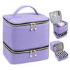 Double Layer Nail Polish Organizer Bag Large Capacity 30 Compartment Nail Care Kit Bag Handheld Cosmetic Bag for Nail Lovers