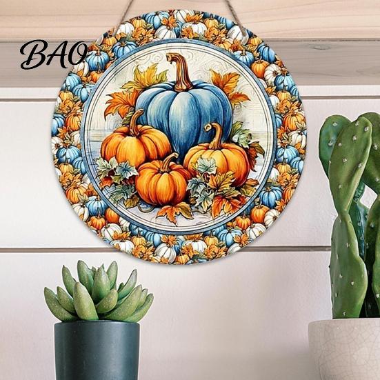 Indoor And Outdoor Autumn Accents Harvest Festival Welcome Sign for Front Door, Rustic Wooden Hanging Pumpkin Door Hanger with Hemp Rope, Plaque Fall