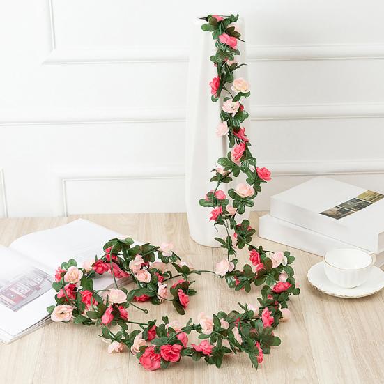 2.5M Artificial Flower Garland Realistic UV Resistant Faux Flower Rattan Vine Wedding Party Hanging Simulation Bloom