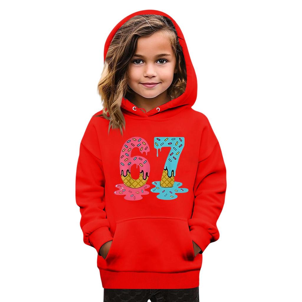Kids' Fashion Printed Pullover Casual Long-Sleeve Crewneck Hoodie Top