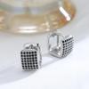 Full Paved Black Zircon Square Hoop Earrings for Women Fashion Silver Color Gothic Style Jewelry