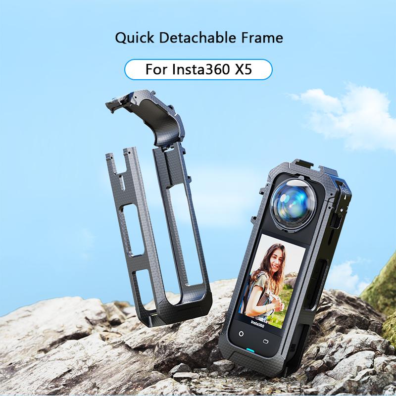1/2 шт. Изогнутое стеклянное защитное стекло для Insta360 X5 + Магнитная рамка-клетка с креплением «холодный башмак» для аксессуаров Insta 360 X5