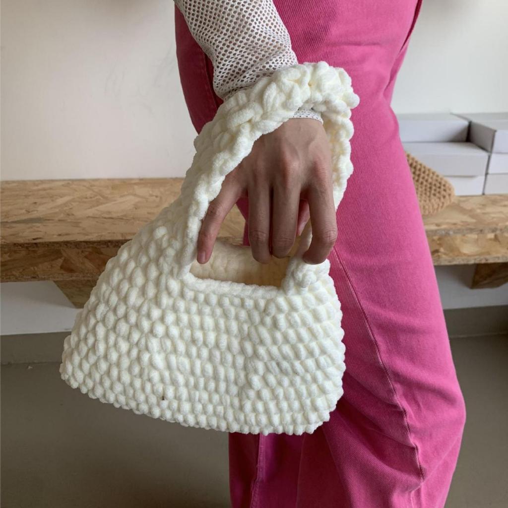 Осенне-зимняя новая корейская сумка из натурального плюша ручной работы, универсальная повседневная плетеная сумка