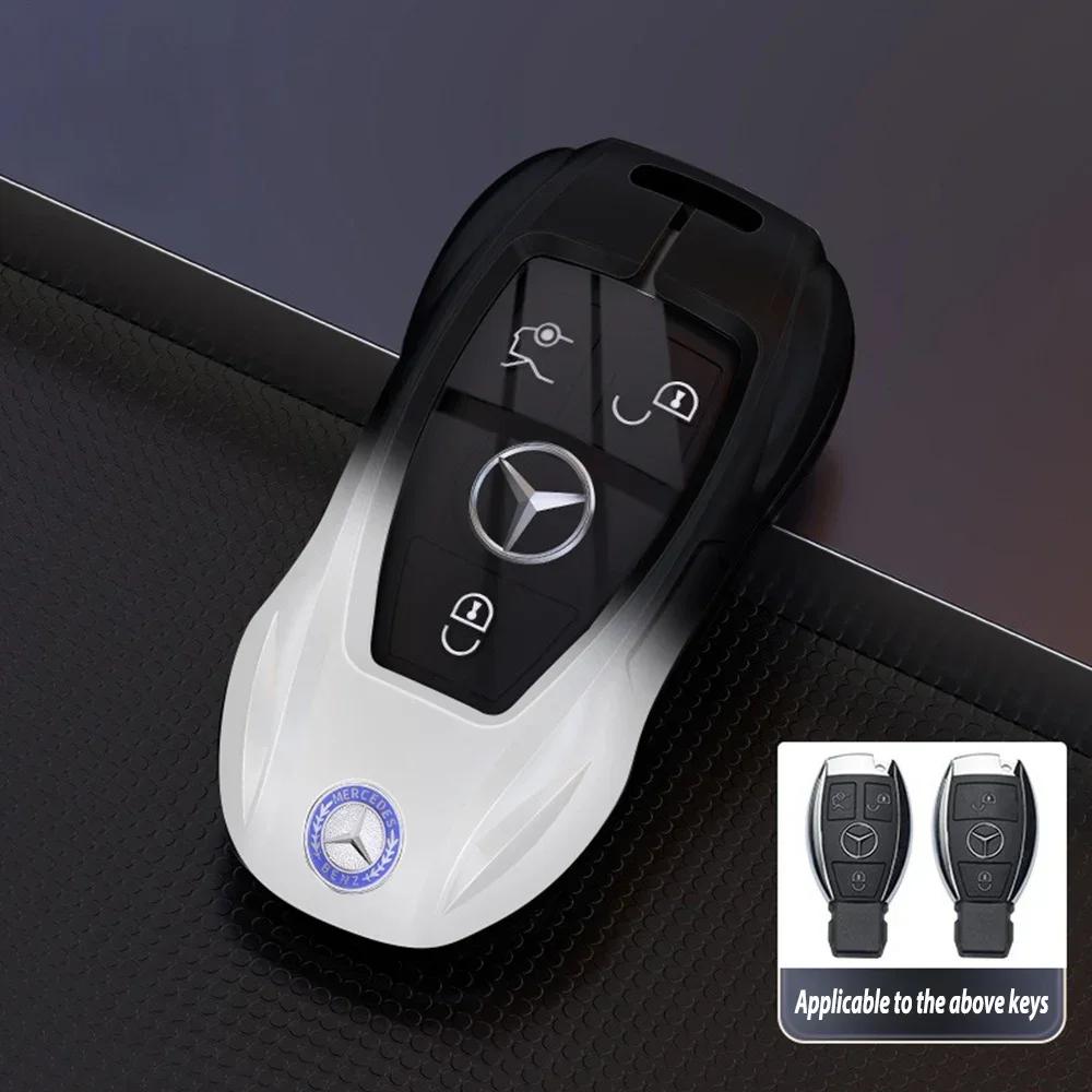C200 E200 New 2025 For Mercedes Benz Fashion Ziny Alloy Car Key Case Cover Shell for Mercedes Benz AMG A B C E S Class W204 W205