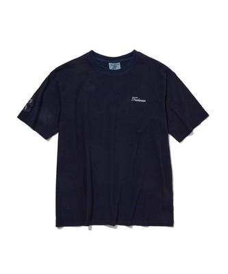 PENFIELD Синий с одной полосой Винтажное произведение искусства Вышитая футболка с коротким рукавом Indigo_Fs2Kt61U