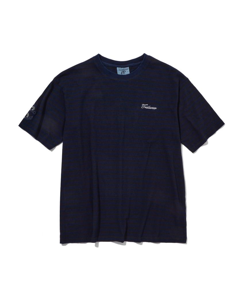 PENFIELD Синий с одной полосой Винтажное произведение искусства Вышитая футболка с коротким рукавом Indigo_Fs2Kt61U