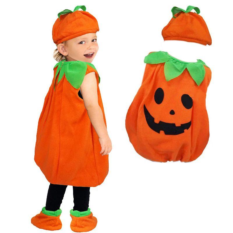 Warm And Comfy Children Pumpkin Costume With Hat And Shoe Covers For Halloween