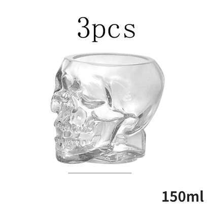 3 Pcs Skull Head Cocktail Glasses Personalized Bar Glassware Mixed Wine Drink Glass Creative Smoothie Fruit Juice Cup Coffee Mug