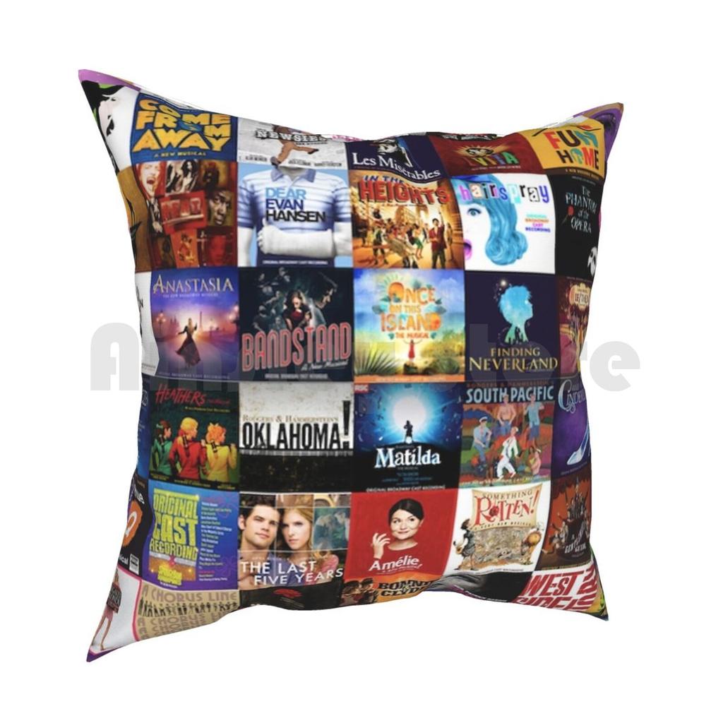 Musicals Collage Pillow Case Printed Home Soft DIY Pillow Cover Broadway Theatre Musicals