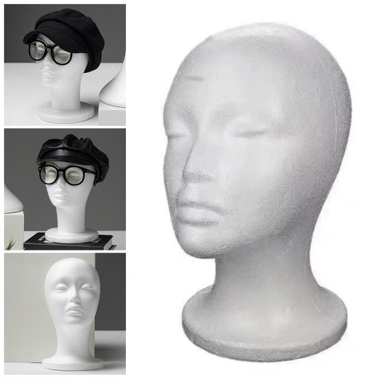 Foam Head for Wigs Female Mannequin Head Headset Wig Display Stand Hairpieces Hats Holder Lightweight Cap Stand for Home Salon Travel