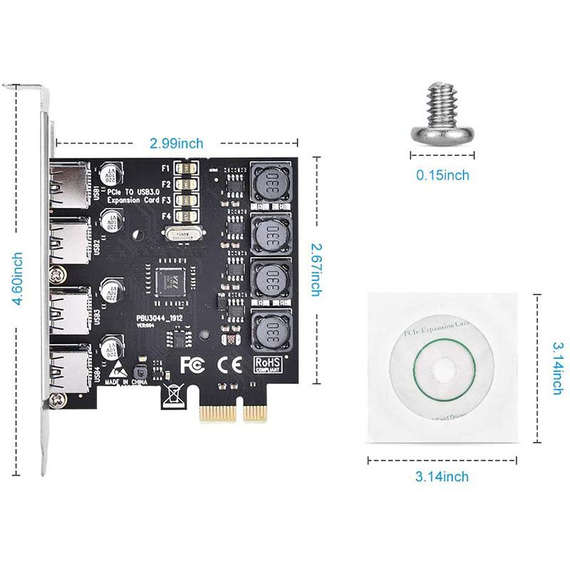 Самопитающаяся карта PCIE USB 3.0 4 порта PCI Expree к USB карта расширения Суперскорость 5 Гбит/с PCI-e USB3 концентратор контроллер адаптер