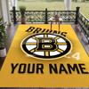 Custom Name Boston Bruins Crystal Velvet Floor Rug Personalized Text Soft Carpet Home Decor