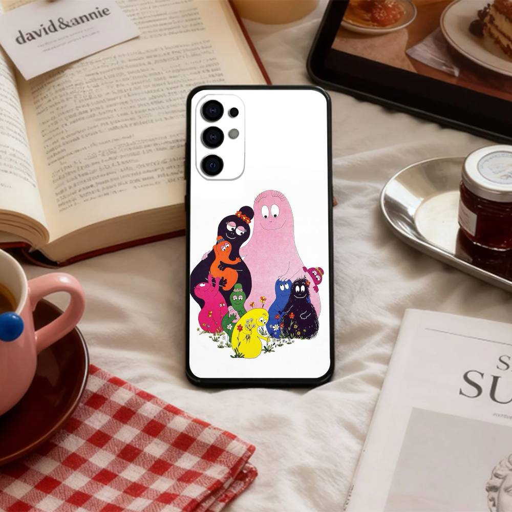 Tiny Cute B-BarbapapaS Phone Case For Samsung S 25,24,23,22,30,21,10,9,Ultra,Plus,Lite,FE,4,5 G Soft Black Case