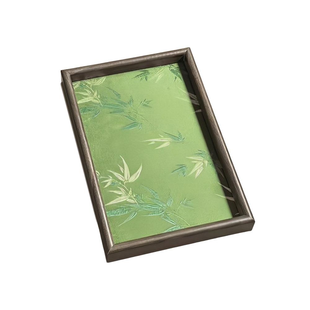Chinese Style Bamboo Leaf Serving Tray Wooden Jewelry Storage Tray  Living Room