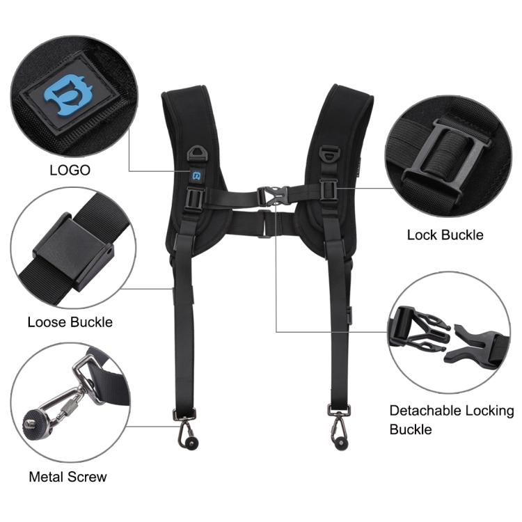 Ремень PULUZ Quick Release Double Shoulder Harness с мягкой подкладкой и декомпрессионной пеной для цифровых зеркальных фотокамер