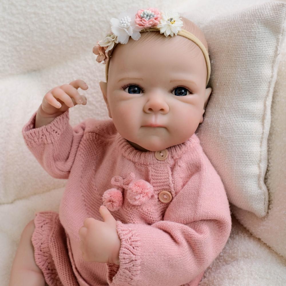 Beautiful Girl Reborn Baby Doll Bettie 18'' 48cm Soft Full Vinyl Simulation Doll Handmade Painted Hair Lively Newborn Doll Holiday Gift for Children