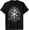 New Limited Christogram Jesus Christ Symbol Chi Ro Alpha Omega Catholic T-Shirt