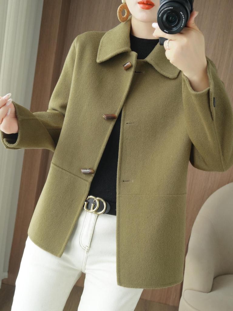 West 25 Новое маленькое двустороннее шерстяное пальто - Женская свободная верхняя одежда с лацканами на осень/зиму
