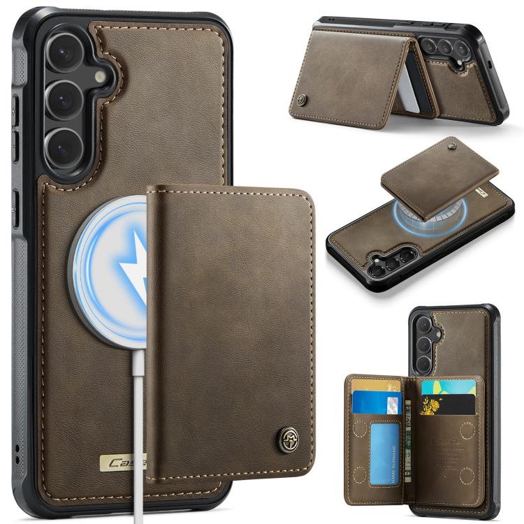 CaseMe Me80 Magnetic RFID Wallet Phone Case For Samsung Galaxy S24 FE 5G, Detachable Multi Card Slot Kickstand Anti-Theft Cover