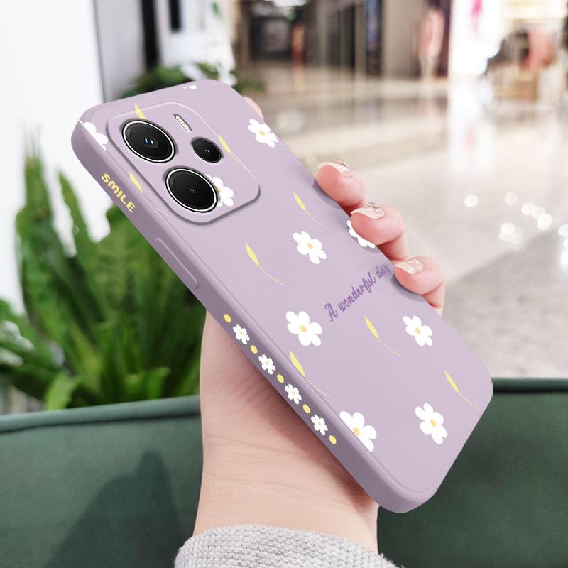 Чехол для телефона 'Дождевой Маргаритка' для Xiaomi Redmi Note 14 13 12 12S 11 11S 10 10S 9 9S 15 15C 14C Pro Plus 4G 5G Жидкий Силиконовый Чехол