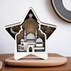 Мусульманская мечеть Скульптура Луна Звезда Деревянная Ручная работа Миниатюрная модель Ид Мубарак Подарок Исламский Новый год Декор Домашний Настольный орнамент