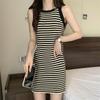 Корейское ретро-полосатое платье-безрукавка - летний стиль для женщин, милая и стильная узкая юбка на бедрах