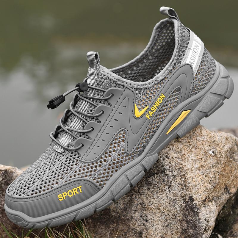 Мужские кроссовки для ходьбы, уличные, противоскользящие, износостойкие сетчатые туфли, летние, легкие, с эластичной лентой, обувь для ходьбы по воде, размер 38-46