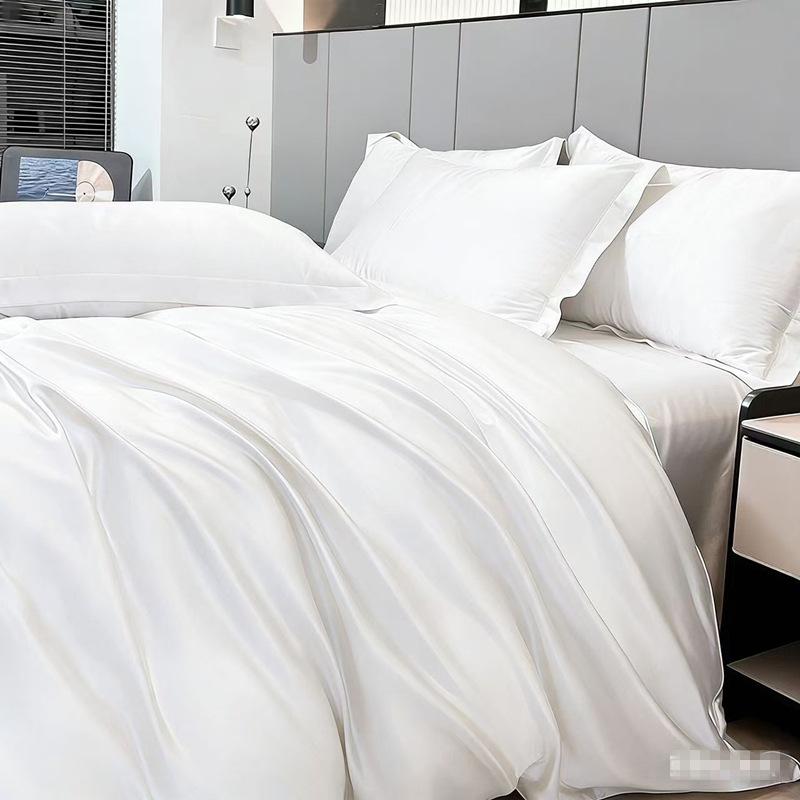 Summer Ice Silk FourPiece Bed Hat Imitation Tencel Quilt Cover Cool Silk Bed Sheet Washed Silk Quilt Cover