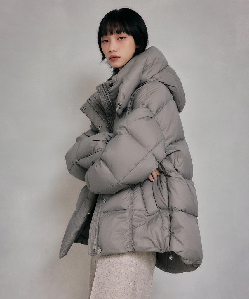 Leftseoul Easy Warm Hooded Duck Down Jumper [Grey]