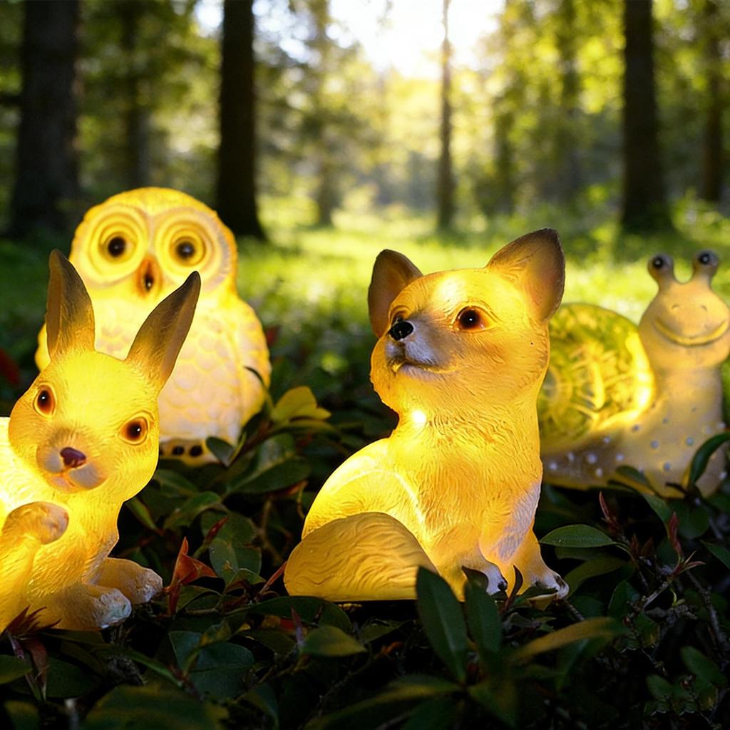 American Style Solar Animal Garden Ornament - Resin Outdoor Courtyard Decoration Lamp
