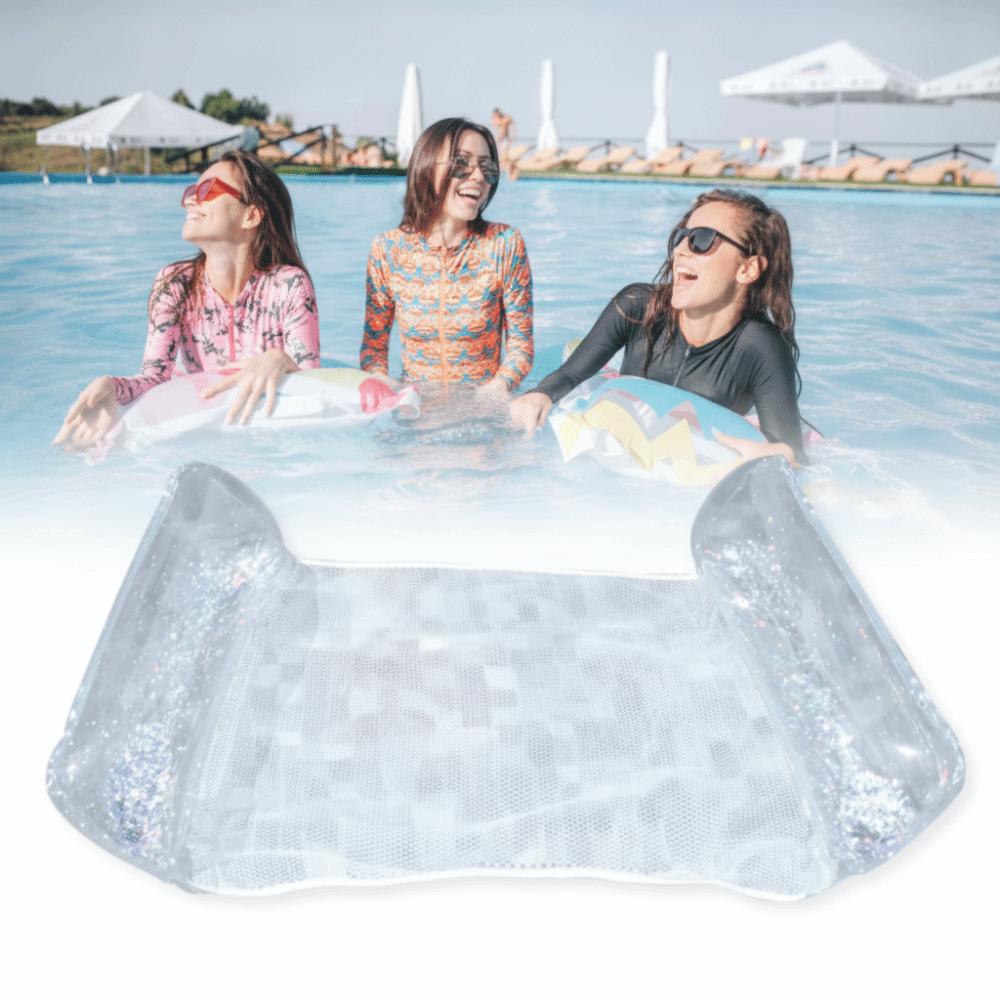 Transparent Glitter Pool Float Durable PVC Floating Lounge Chair Pool Hammock Swimming Pool